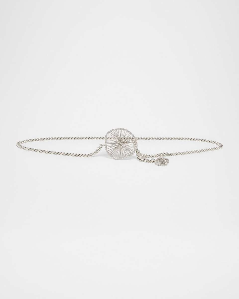 Vildya Crystal-Embellished Silvertone Chain Belt